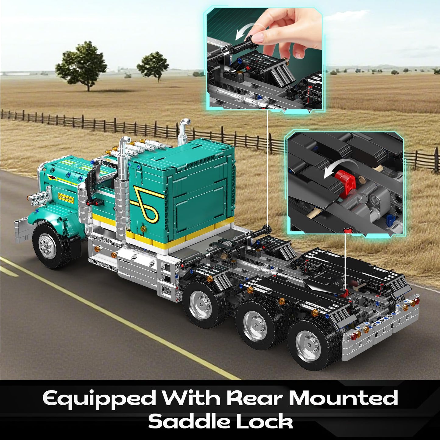 Mould King 13201 Semi Truck Building Set, Flatbed Truck Toy with 3 Motors, Collectible Car Model to Build and Display, Buildable Gifts for Adult (2064