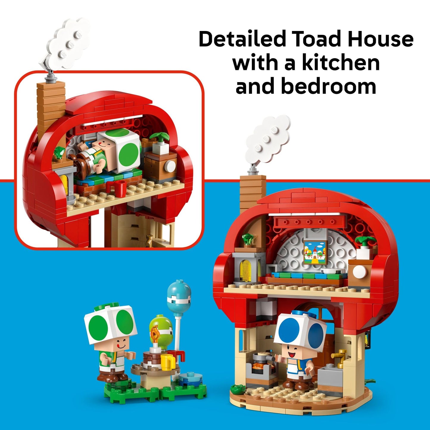 LEGO Super Mario Party at Toad’s House Building Toy - Pretend Play Set for Boys & Girls, Ages 7+ - Kids Building Blocks with Digital Action & 2 Toad
