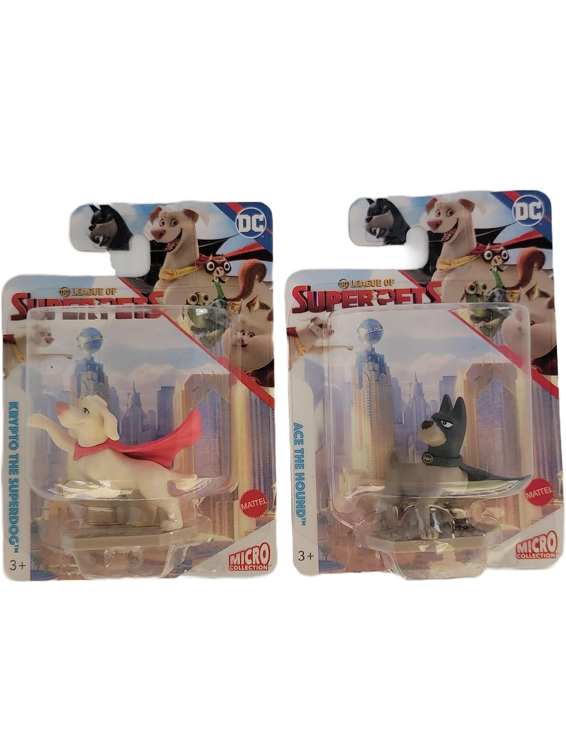 Mattel League of Super-Pets Micro Figure Bundle - 2?Pack (Krypto & Ace) | 2? Plastic Collectible Figures - Travel & Play - Ages 3+