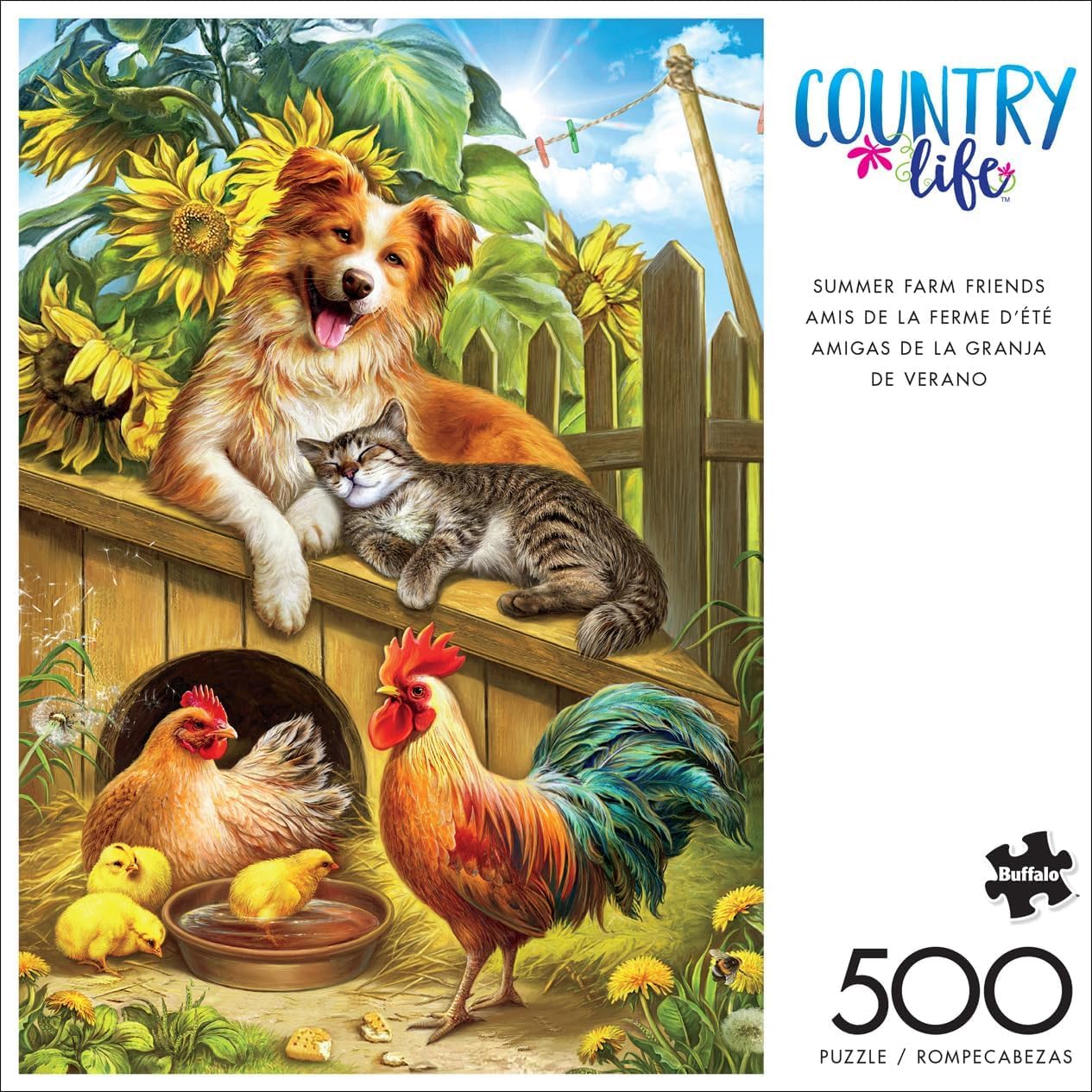 Buffalo Games - Nadia Strelkina - Summer Farm Friends - 500 Piece Jigsaw Puzzle for Adults -Challenging Puzzle Perfect for Game Nights - Finished Size