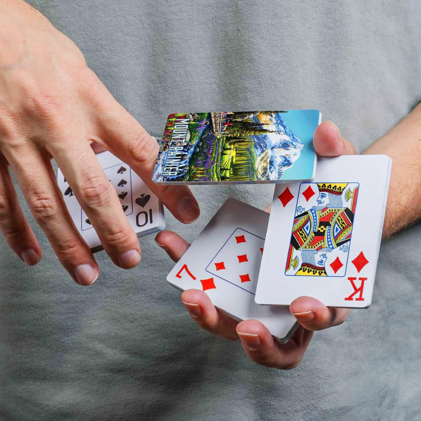 Boardwalk Puzzles Mount Rainier, Featherlight Unique Playing Cards, Fun Themed Deck for Home and Travel