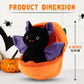 Plushland Halloween Zip-Up Pumpkin Stuffed Animal Plush Toys,Hideaway Spooky Black Cat Bat Ghost Plush Halloween Toy for Festive Decorations & Fun