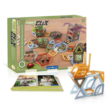 Guidecraft PowerClix Frames Natural - 74 Piece Set: Magnetic Construction Building Kit for Creative Open-Ended Play, STEM Learning & Educational Toys
