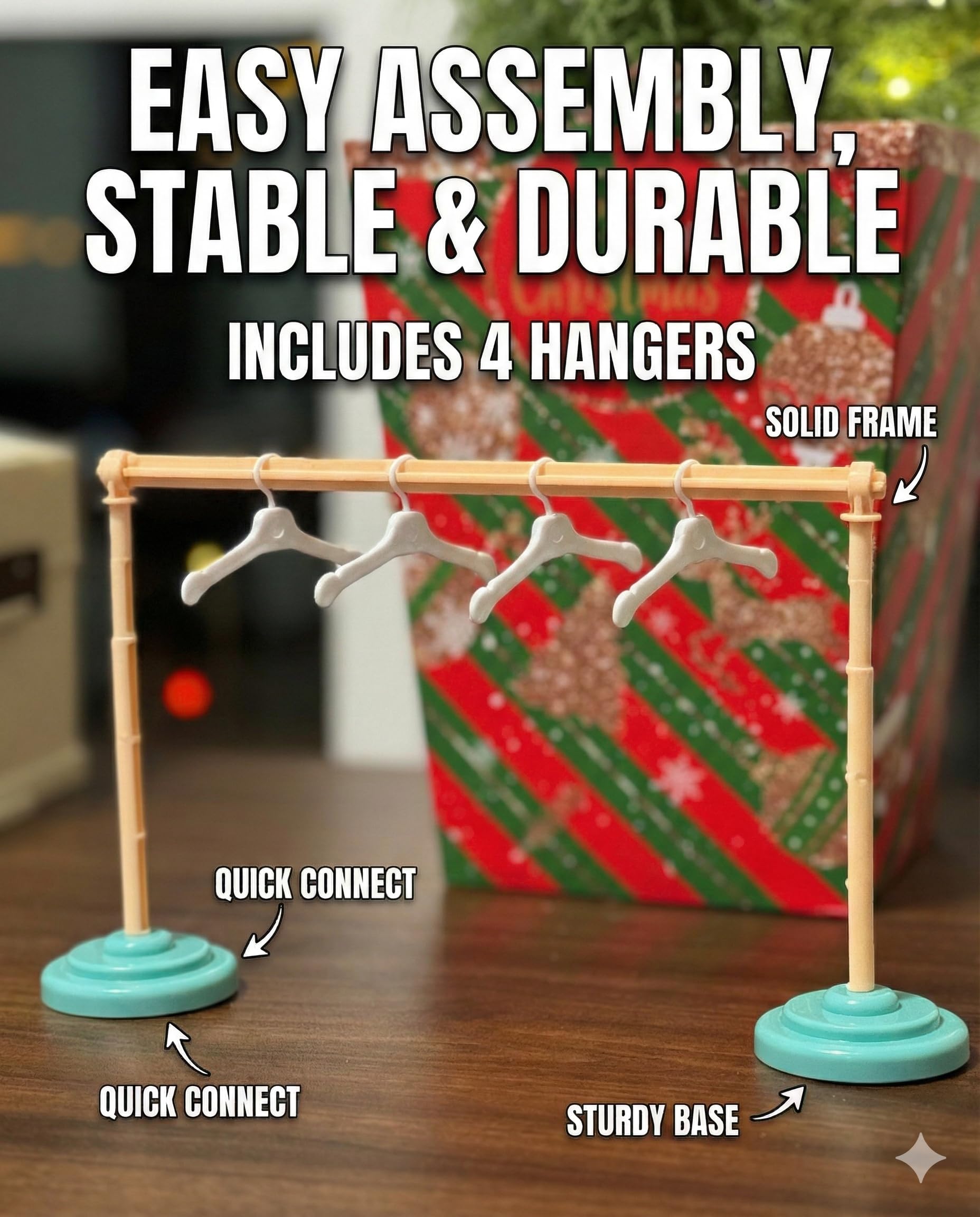 All in One Organize Kits Wardrobe Compatible with Labubu, Include Hangers,Clothes Rack &Stand, Display Case for Outfit Storage and Accessories Arts