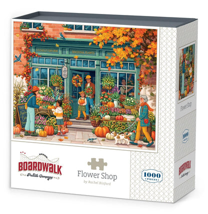 Boardwalk Flower Shop 1000 Piece Jigsaw Puzzle Autumn Floral Market Puzzles with Premium Box, Gift for Adults and Family 19"x26"