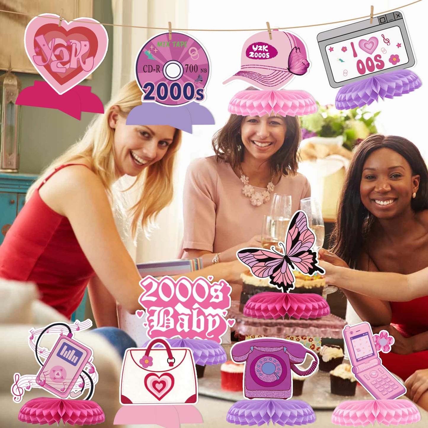2000s Party Decorations - Y2k Birthday Decorations Y2k Decorations Party Early 2000s Decor 00's Honeycomb Centerpieces