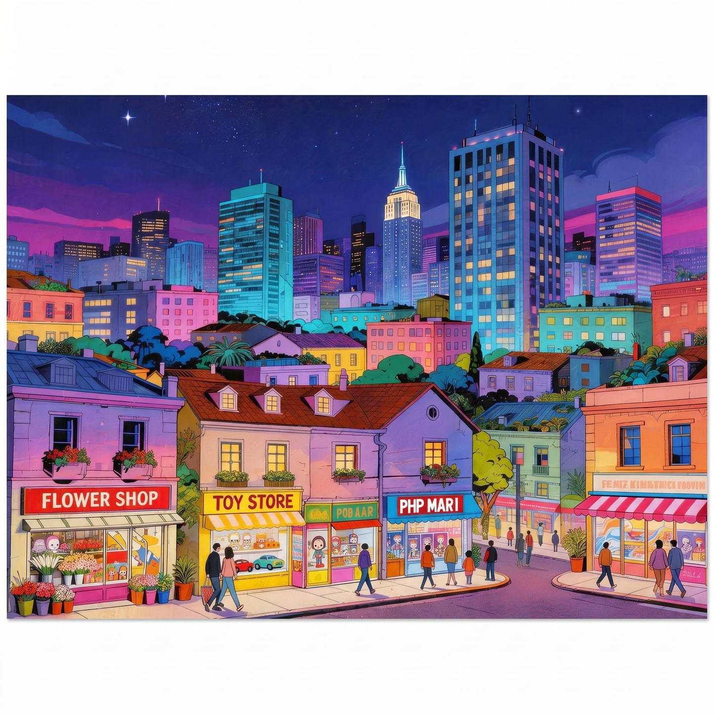 500 Piece Puzzle for Adults, Vibrant Neon Cityscape, Embossed Texture, Premium Matte Finish, Fun and Challenging Jigsaw Puzzles for Great Gift Idea