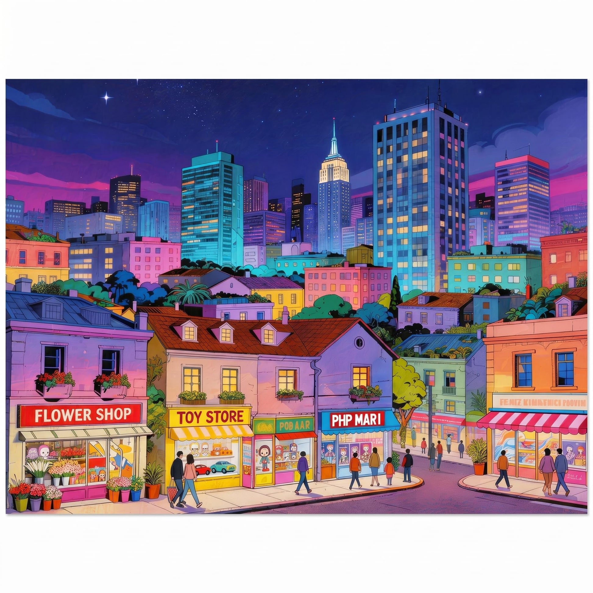 500 Piece Puzzle for Adults, Vibrant Neon Cityscape, Embossed Texture, Premium Matte Finish, Fun and Challenging Jigsaw Puzzles for Great Gift Idea