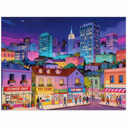 500 Piece Puzzle for Adults, Vibrant Neon Cityscape, Embossed Texture, Premium Matte Finish, Fun and Challenging Jigsaw Puzzles for Great Gift Idea