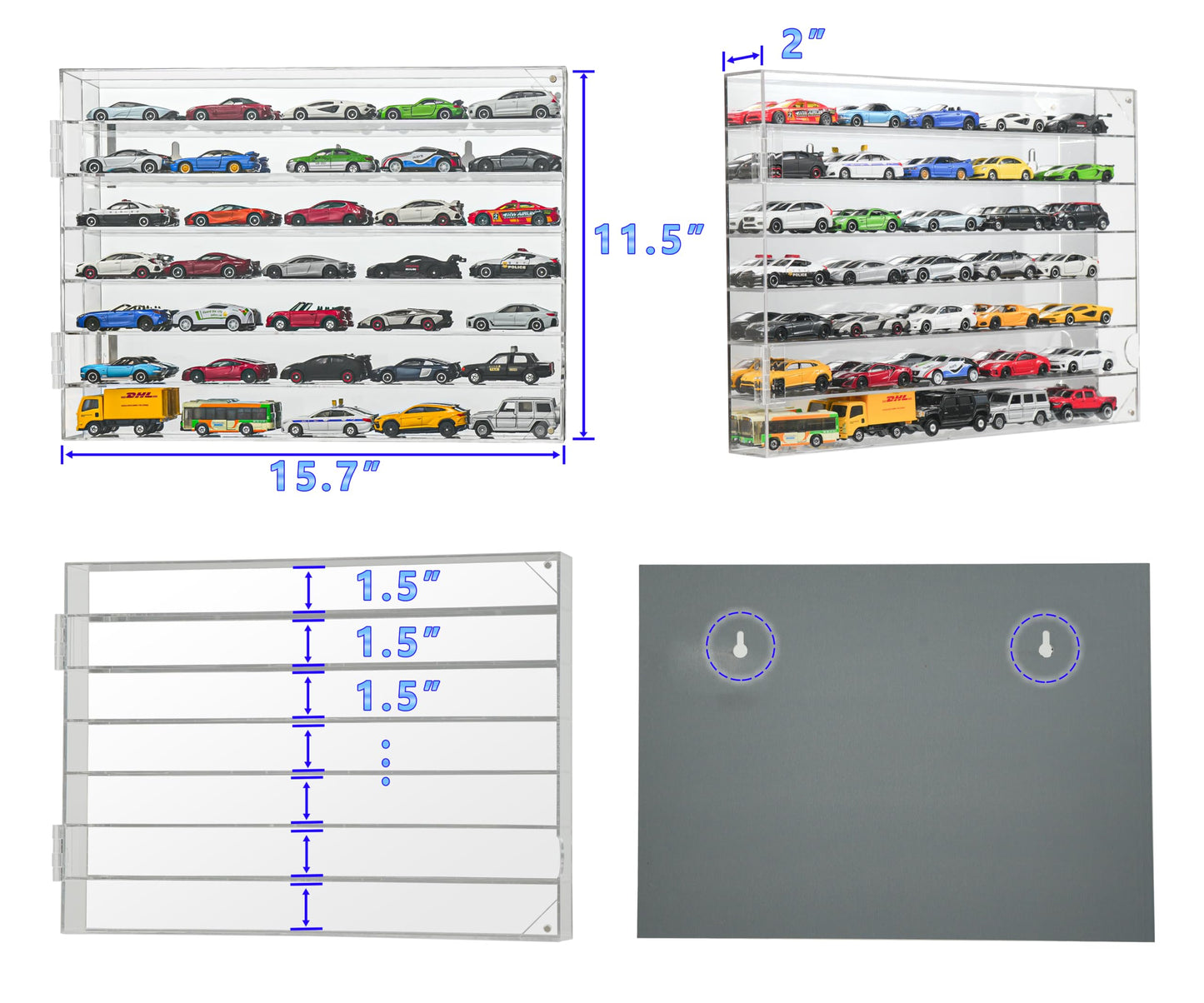 YYDS Model Car Display Case for Toy Cars, Matchbox Cars,1/64 Scale Diecast Display Case,Wall Mount,Mirrored Back,Hot 1/64 Scale Diecast Case for 35
