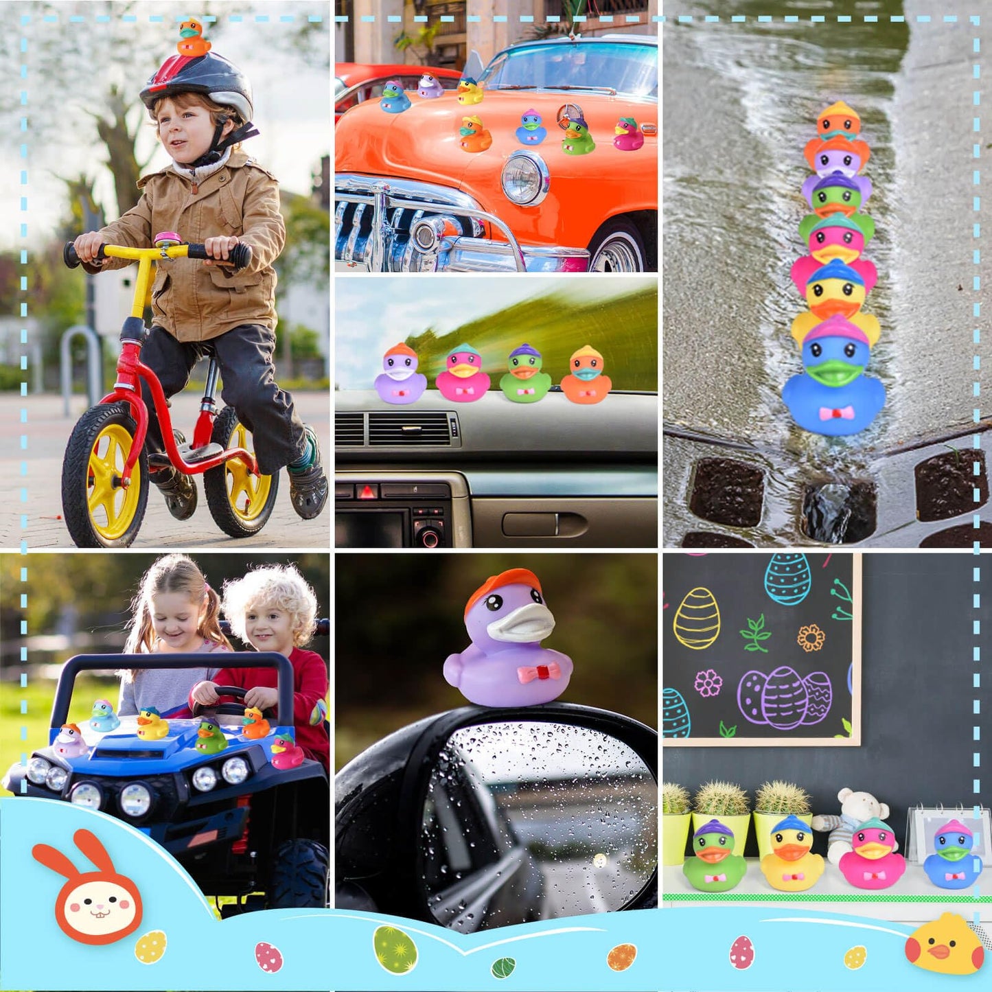 12 PCS Prefilled Easter Eggs with Rubber Duck Toys, Easter Basket Stuffers, Easter Egg Fillers, Bath Toy Squirters, Bathtub Toys for Kids
