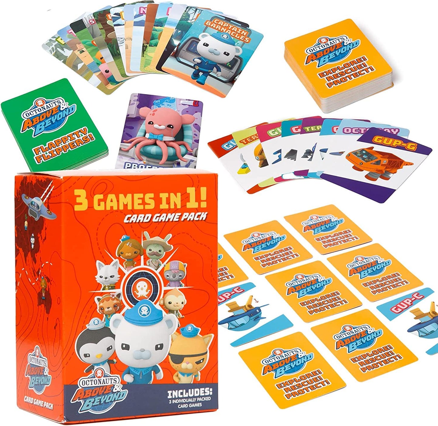 Mighty Mojo Octonauts Kids Classic Card Games and Flash Cards - Includes Three Games - Alphabet and Numerical Cards - Memory Game, Go Fish & Old Maid