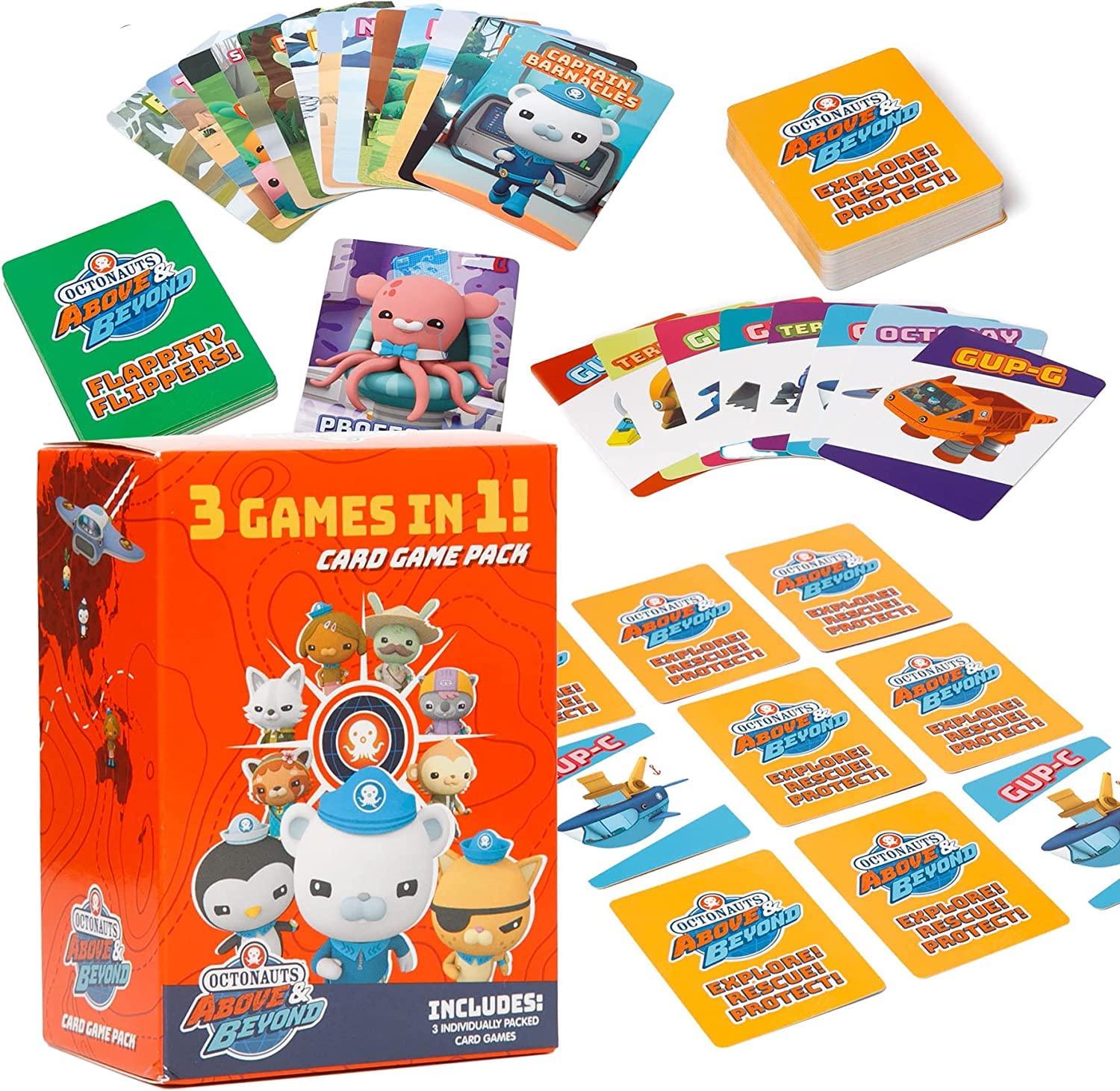 Mighty Mojo Octonauts Kids Classic Card Games and Flash Cards - Includes Three Games - Alphabet and Numerical Cards - Memory Game, Go Fish & Old Maid