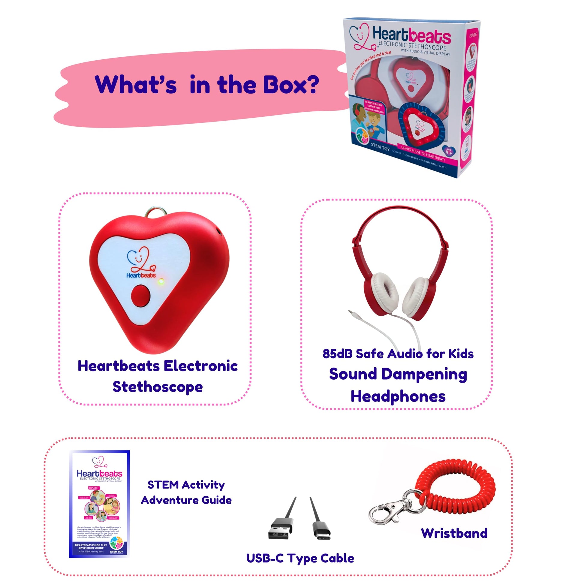 Heartbeats Electronic Stethoscope Toy with LED Display & 10X Sound Amplification, Real Working Stethoscope - STEM Medical Learning Toy Boys & Girls
