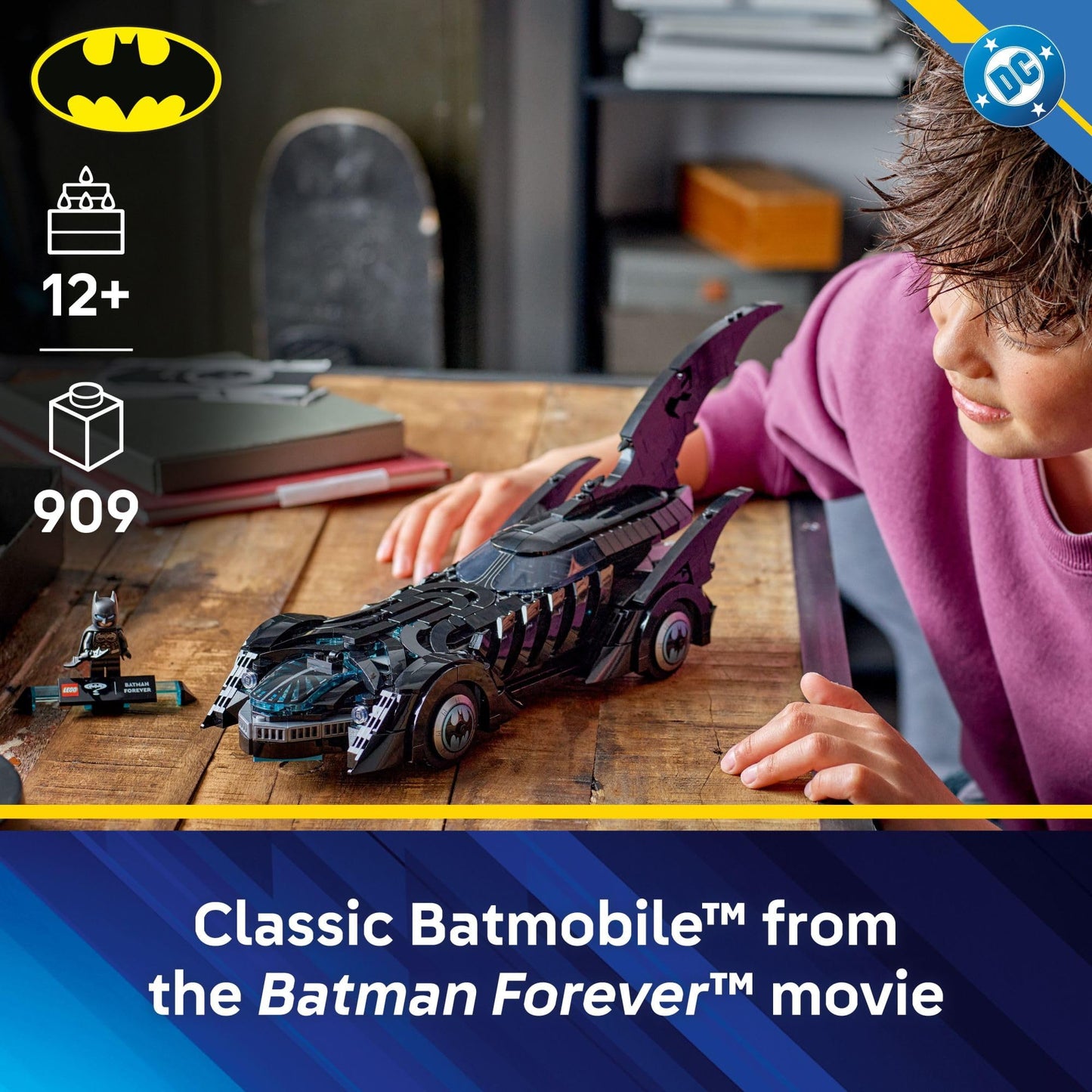 LEGO DC Batman: Batman Forever Batmobile Kids Toy - Building & Learning Toy for Girls & Boys, Ages 12+ - Model Car with Minifigure Included - Gift