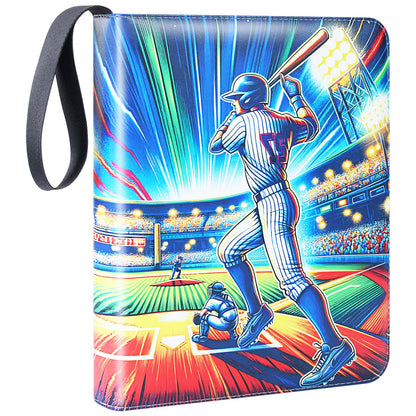 900 Pockets Trading Baseball Card Binder with Sleeves, 50 Removable Pages, 3 Ring Zipper Binder Collectable Card Book Album with Strap, Leather Sport