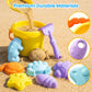 3 Otters Beach Toys Set, Bucket and Shovel RakesTool, Ocean Animals, 9 Pcs