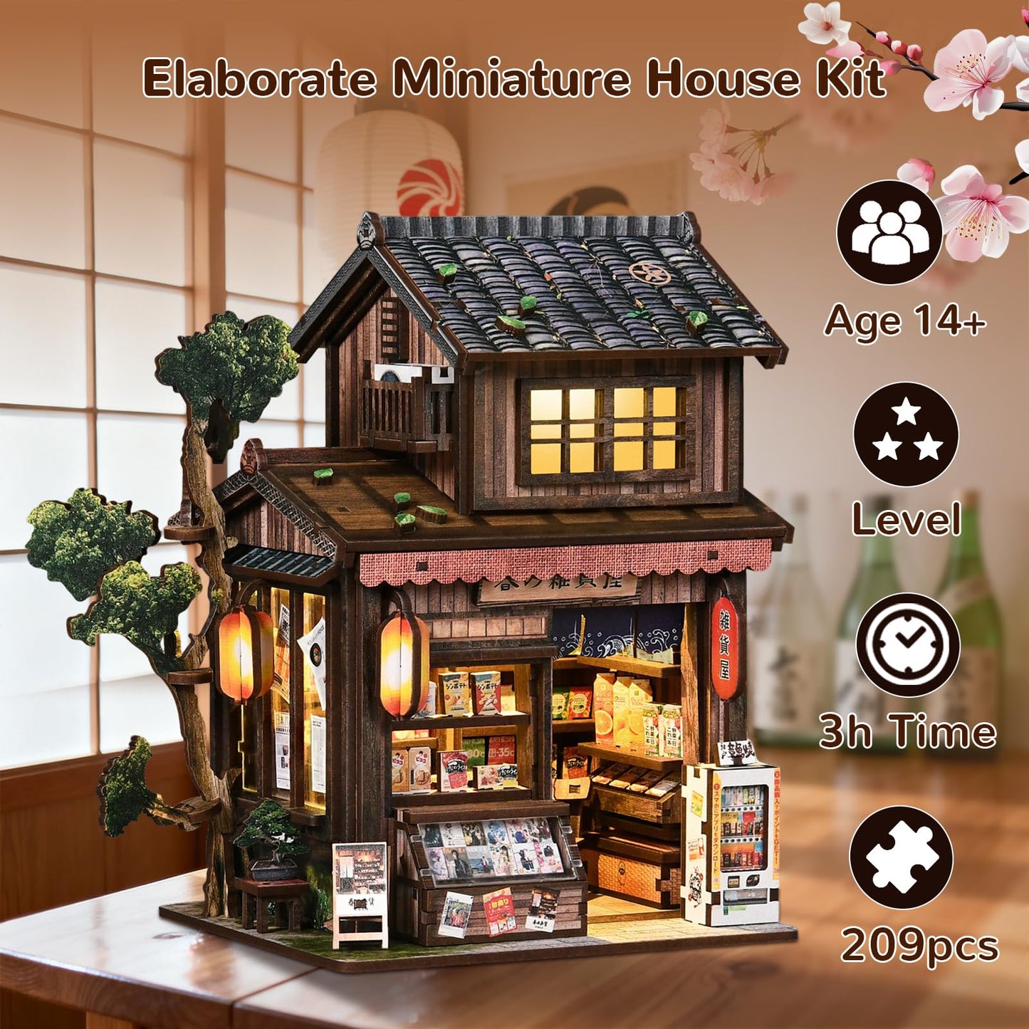 Book Nooks for Adults, DIY Miniature Dollhouse Book Nook Kit, Teens and Beginners, Japanese BookNook, Model Kits Craft Kits for Adults Teens & Book