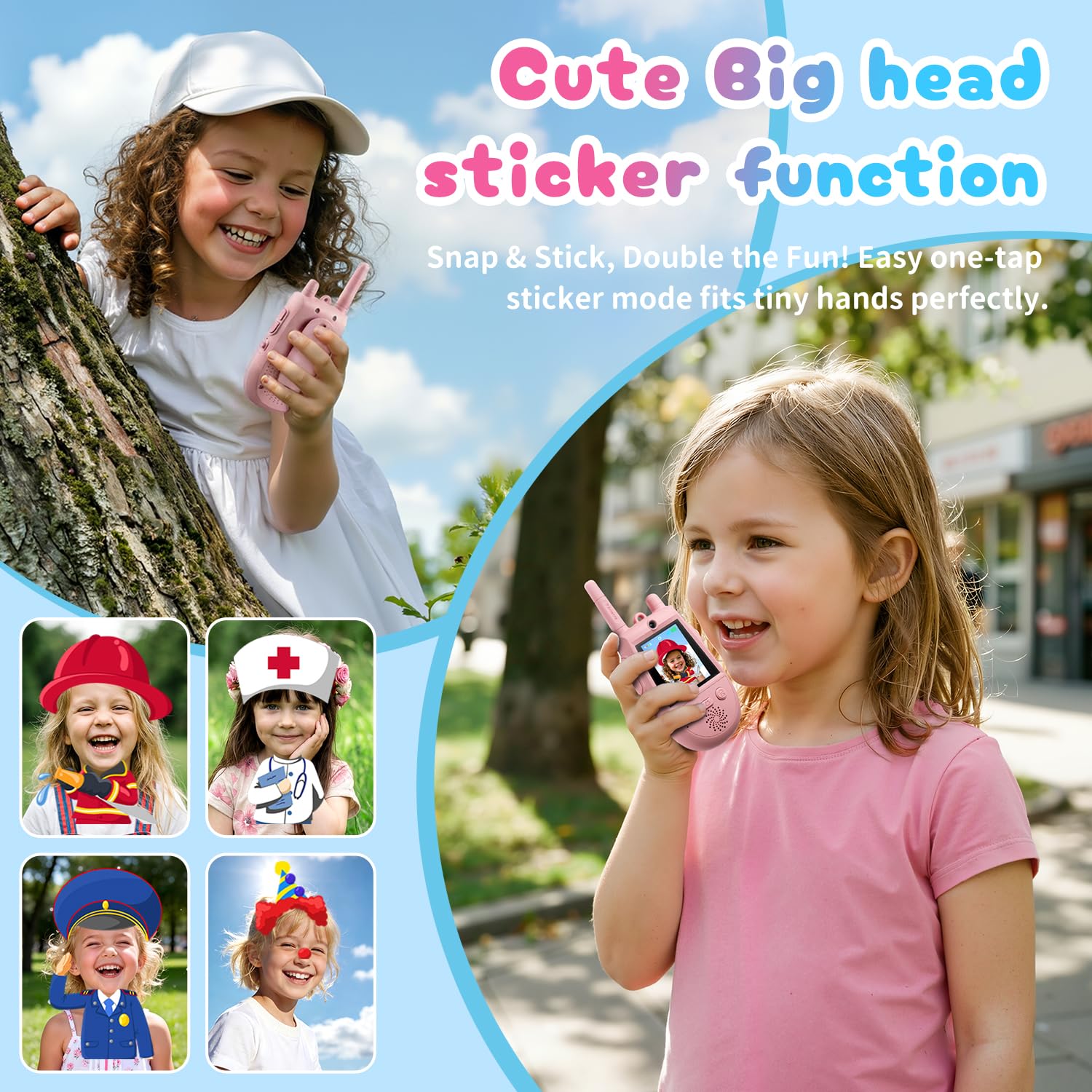 2 Pack Walkie Talkies for Kids, Rechargeable Kids Video Walkie Talkies with Camera & Voice Changer, Long Range Video Chat Toy for Age 3-12, Indoor