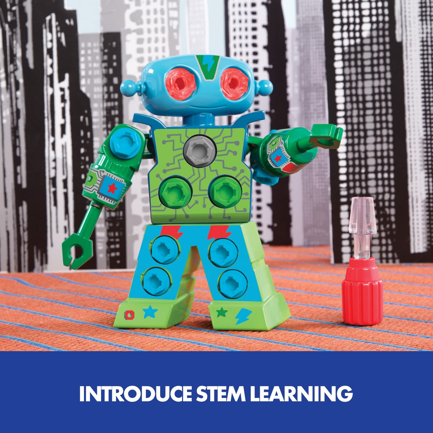 Educational Insights Design & Drill Robot - Construction Toys & Tools for Kids, Robot Toy Building Sets, Kids' Tool Set with Working Screwdriver, Take