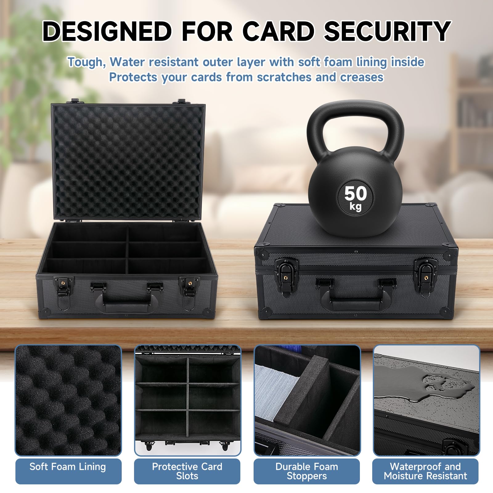 Trading Card Storage Box for 3" X 4" 35pt Toploaders 600+, Sturdy Secure Large Capacity Hard Case with 6 Foam Stoppers, Fits Toploader Magnetic