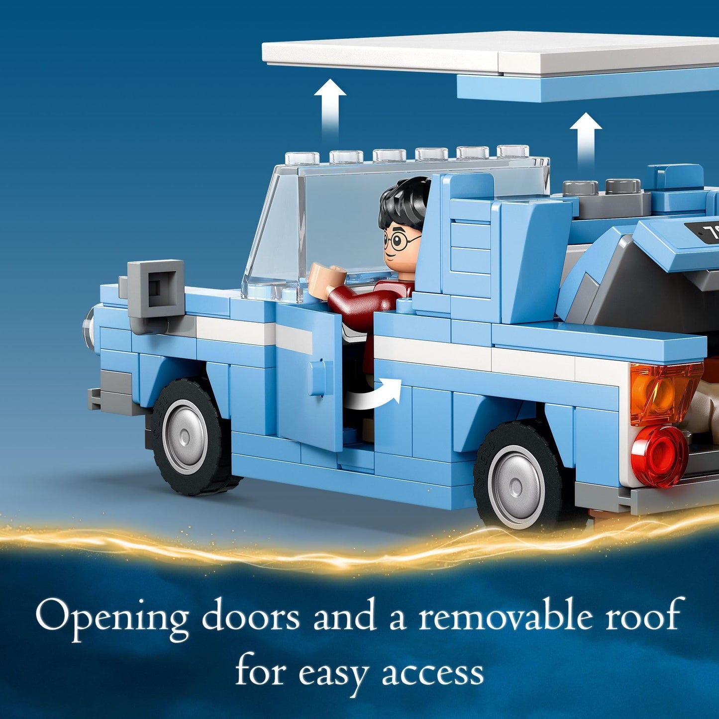 LEGO Harry Potter Flying Ford Anglia, Buildable Car Toy with 2 Minifigures for Role Play, Fantasy Playset for Kids, Harry Potter Car, Gift for Boys