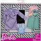 Barbie Clothes - 2 Outfits Doll Feature Pastels Like Light Green Overalls with Cute Graphics and Pink Backpack, Gift for 3 to 8 Year Olds