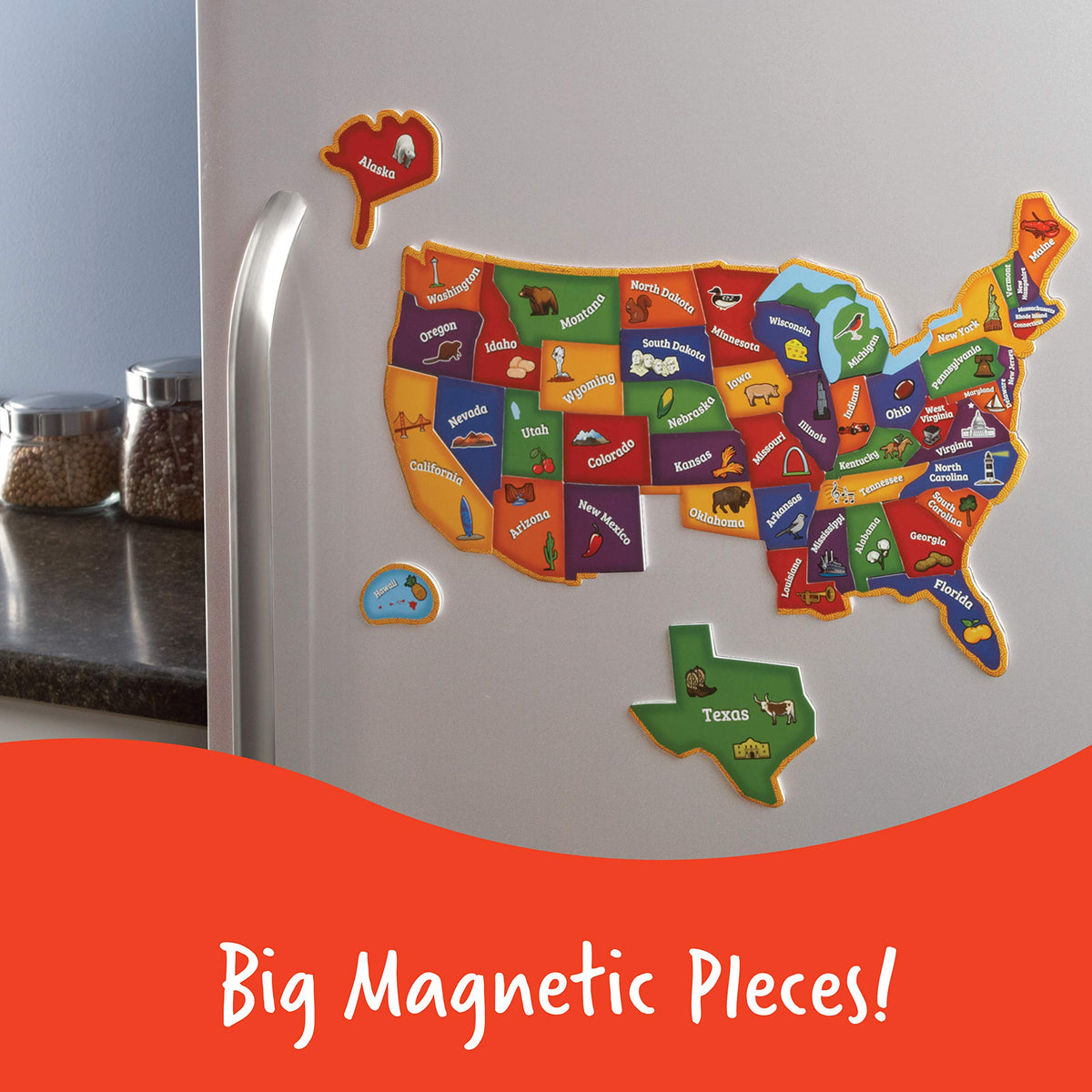 Learning Resources Magnetic U.S. Map Puzzle - Educational Map of the United States of America, Geography Matching Games, Kids Homeschool and Classroom