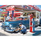 Bits and Pieces 300 Piece Puzzles for Adults 300 Large Pieces 15" x 19" Jigsaw Puzzles, Classic Cars Gas Station 1950s, Random Die Cut, No 2 Pieces