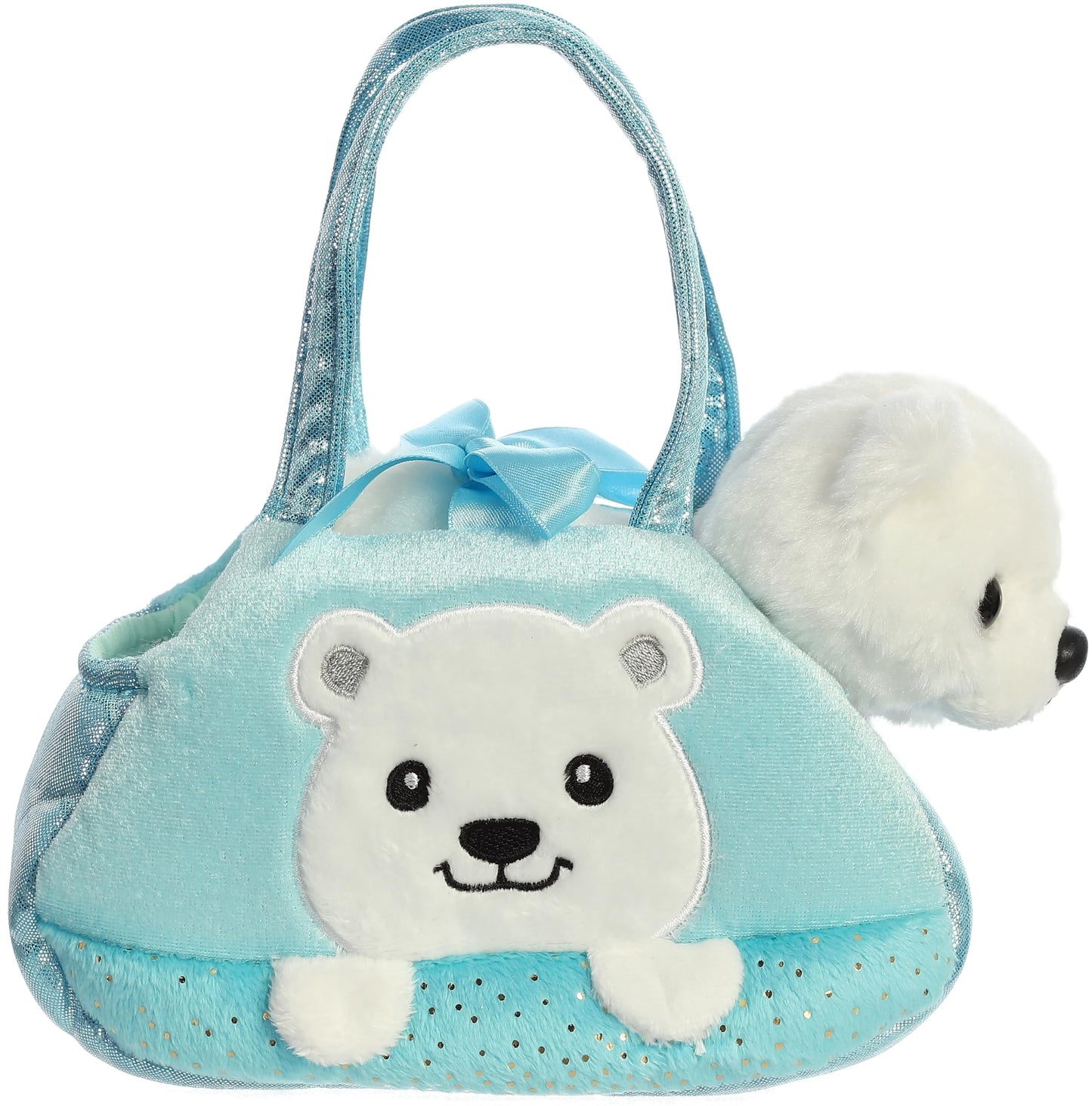 Aurora® Fashionable Fancy Pals™ Peek-A-Boo™ Polar Bear Stuffed Animal - Plush with Stylish Purse for Dress Up Fun - Perfect for Kids 3+ Years