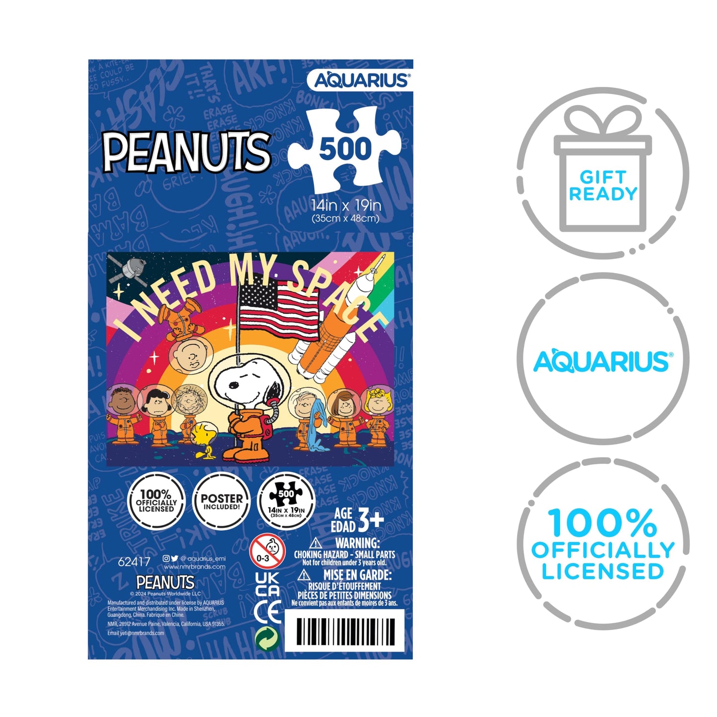 AQUARIUS Peanuts Cast Artemis Space Moon Mission 500 Piece Jigsaw Puzzle