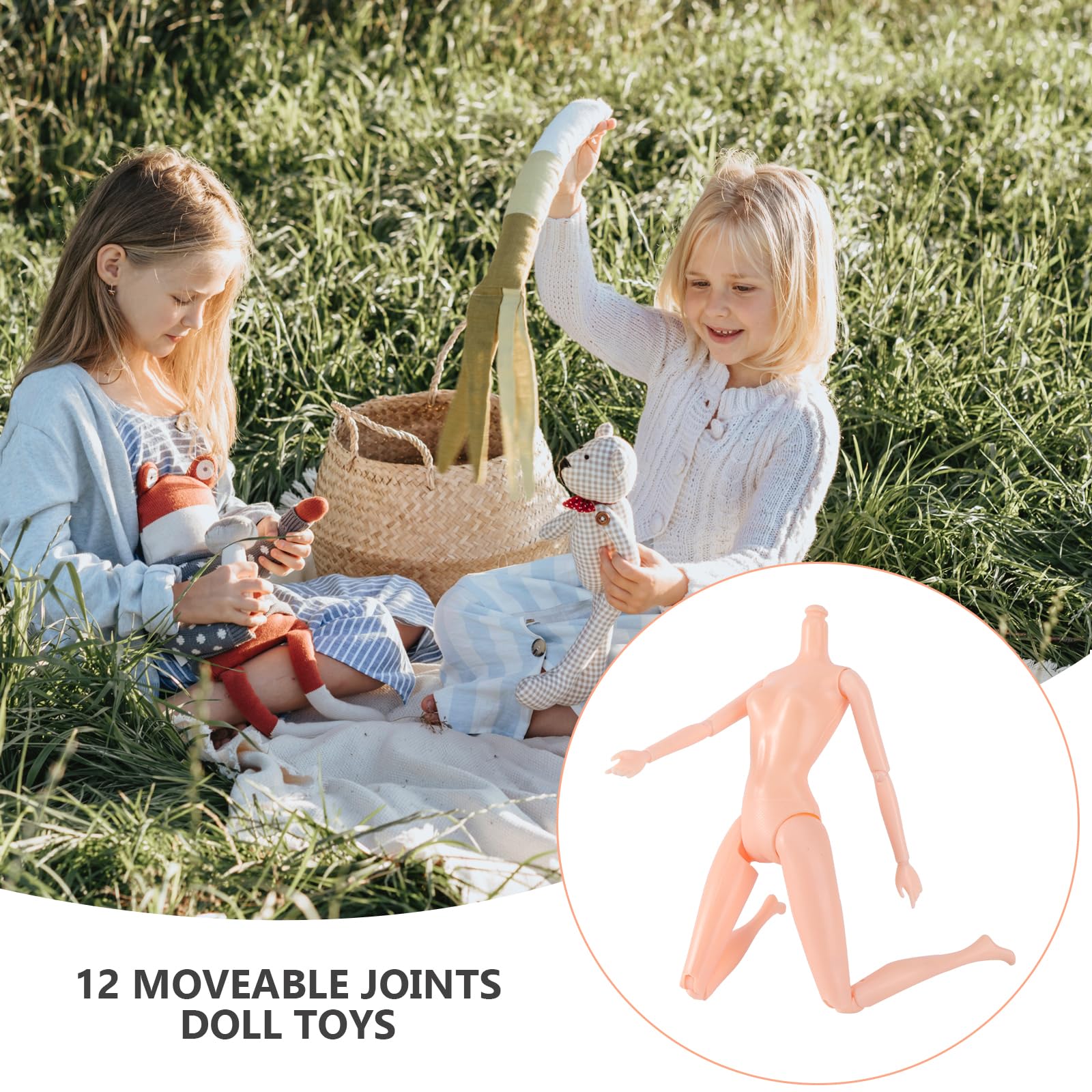 HEALLILY Pack of 3 Nude 26cm Plastic Flexible Rotation 12 Moveable Joints Doll Toy Doll Accessory Naked Body Toy Female Figure