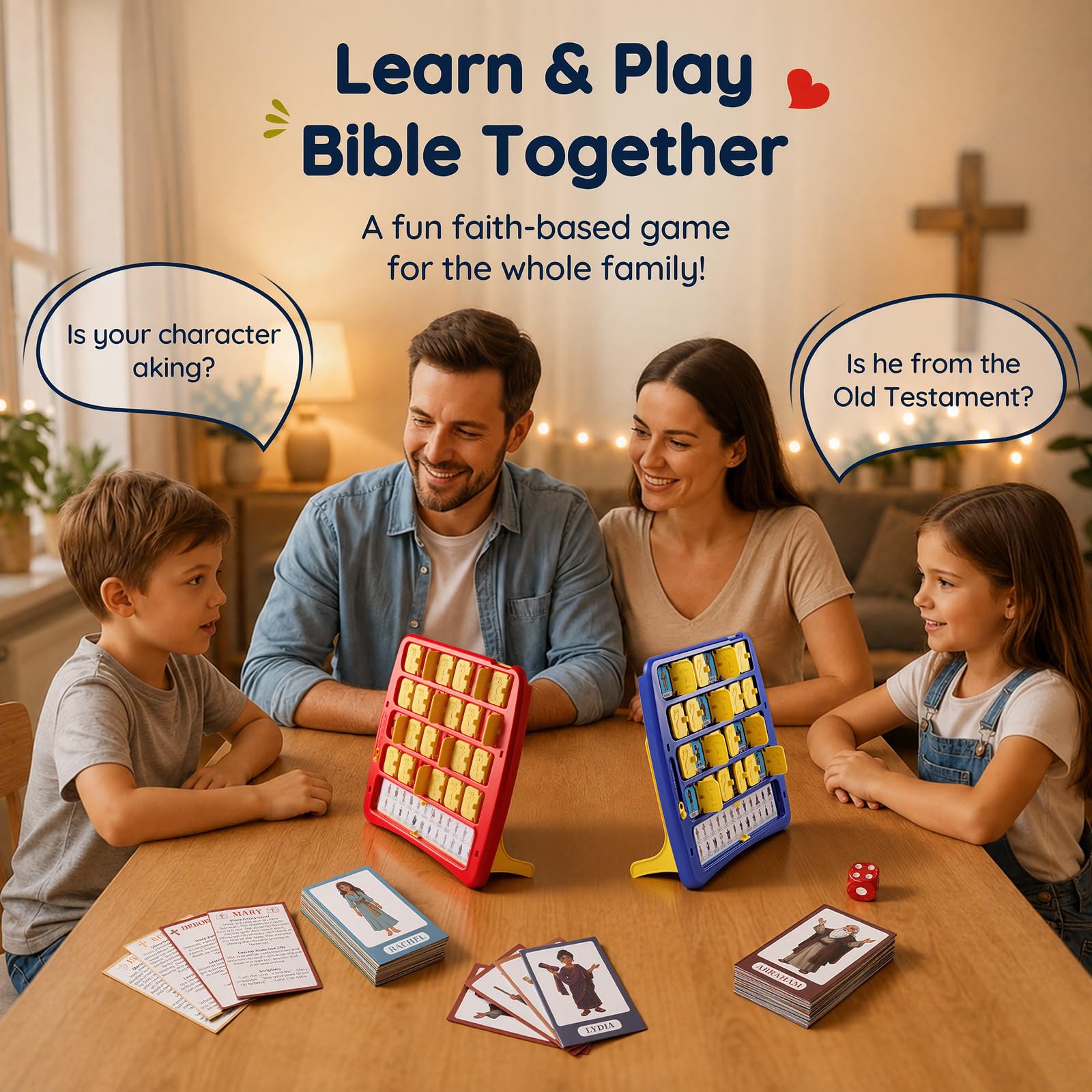 Guess Bible Who Am I Game - Fun Guess Bible Who Am I for Kids, Interactive Bible Game with 47 Classic Bible Characters Verse Cards, Sunday School