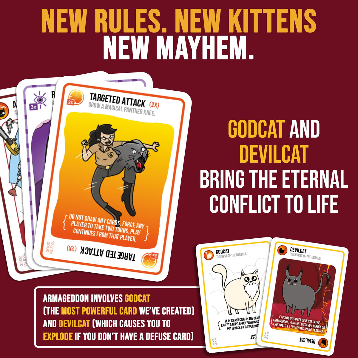 Exploding Kittens Good vs. Evil, 2-5 Players, Age 7+ Card Game