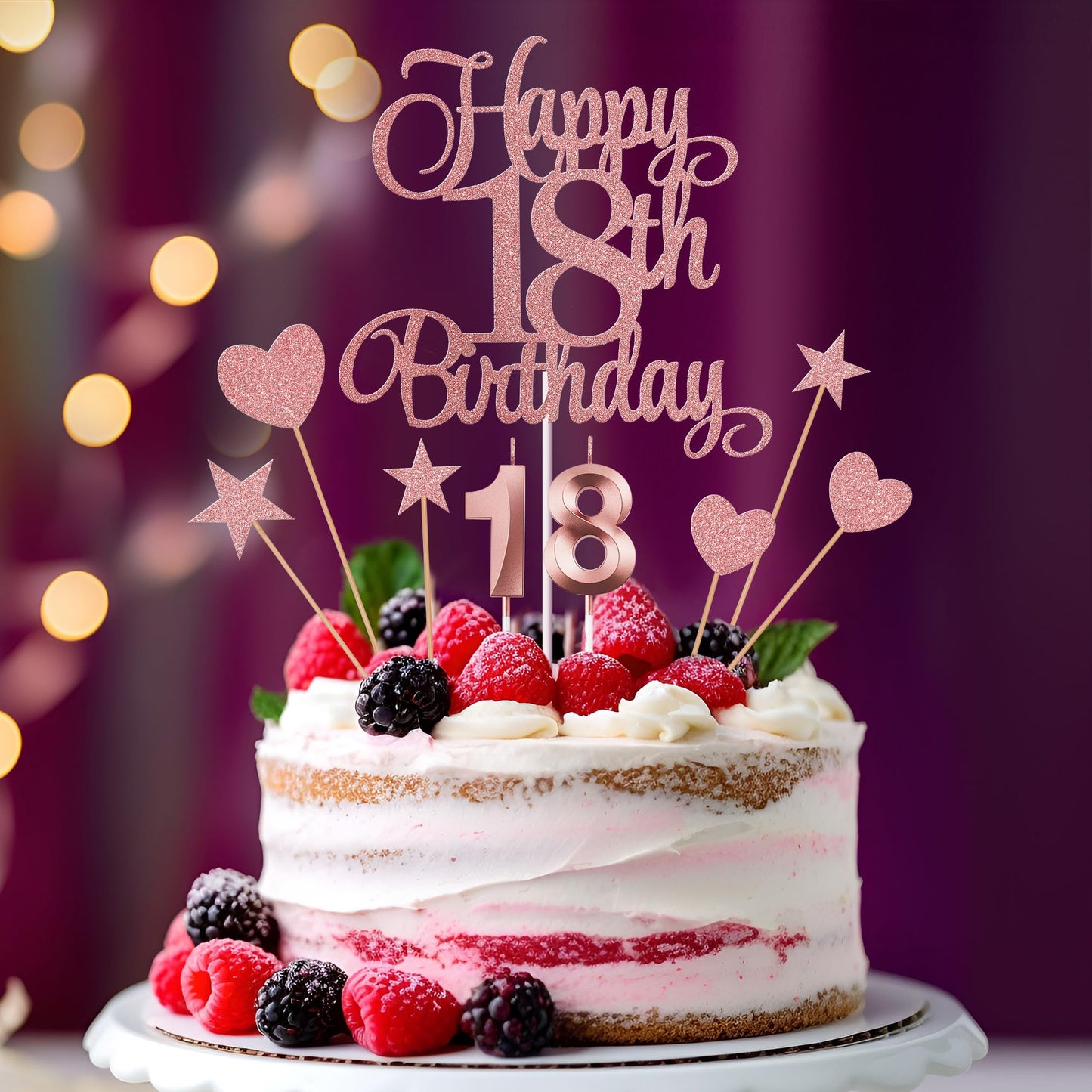 Lecferrarc 18th Birthday Cake Decorations, 18th Birthday Candles Cake Numeral Candles and Glitter Happy 18th Birthday Cake Toppers Set for Birthday