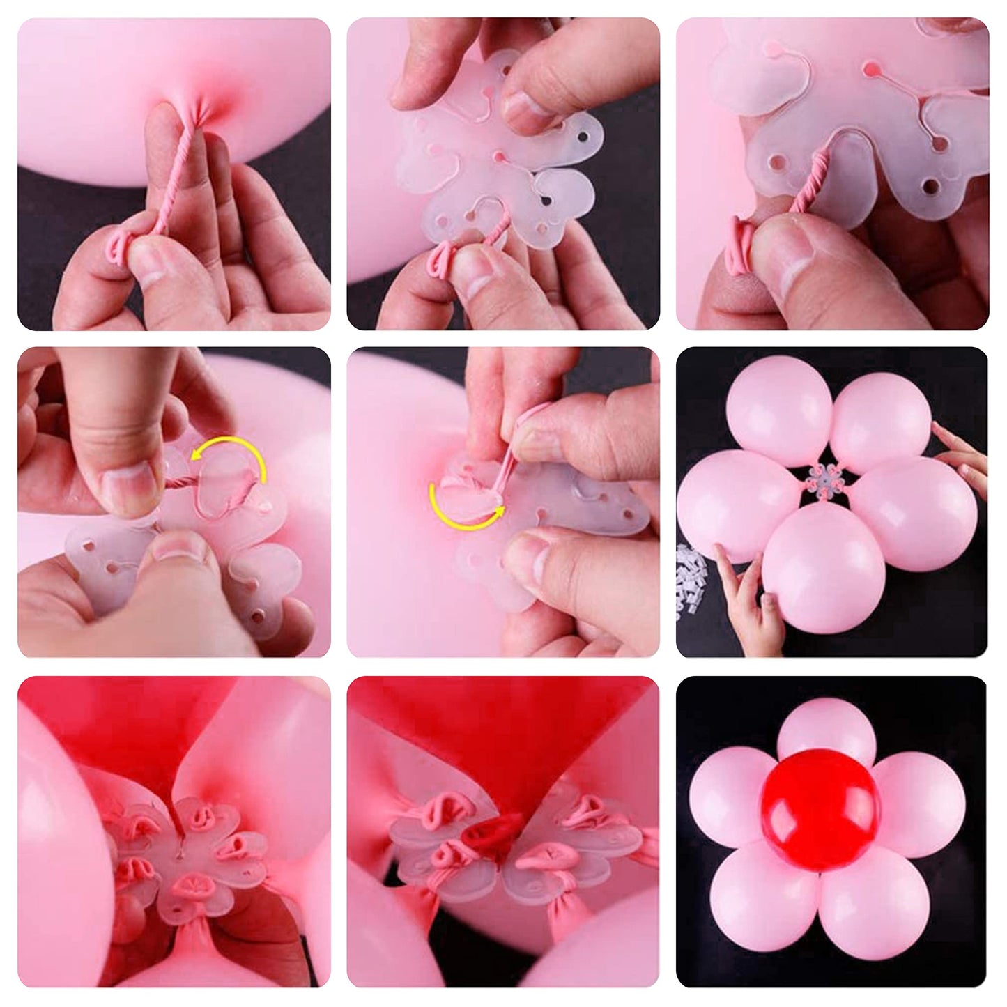 100 Pieces Flower Balloon Clips Balloons Holder Balloon Arch Clips for Baby Shower Wedding Event Decorations Birthday Party Supplies (Flower Style)