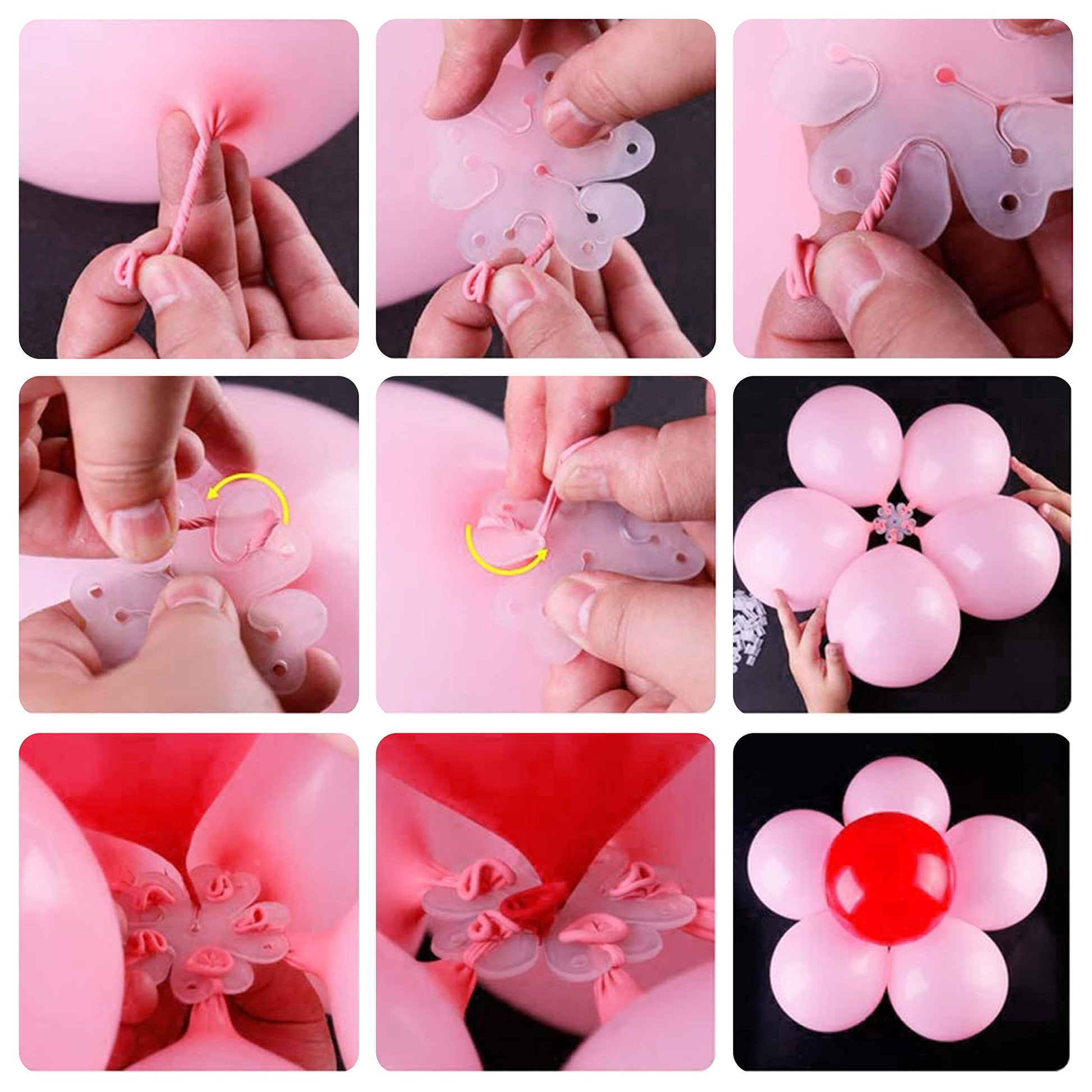 100 Pieces Flower Balloon Clips Balloons Holder Balloon Arch Clips for Baby Shower Wedding Event Decorations Birthday Party Supplies (Flower Style)
