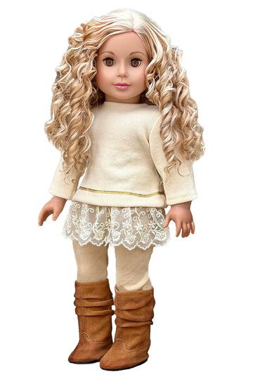 DreamWorld Collections - Romantic Melody - 3 Piece Outfit - Tunic, Leggings and Boots - Clothes Fits 18 Inch Doll (Doll Not Included)