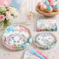 100 Pcs Elephant Gender Reveal Tableware Set, Serves 25, Disposable Boy or Girl Design Paper Plates, Napkins, and Pink Blue Plastic Forks, Baby Shower