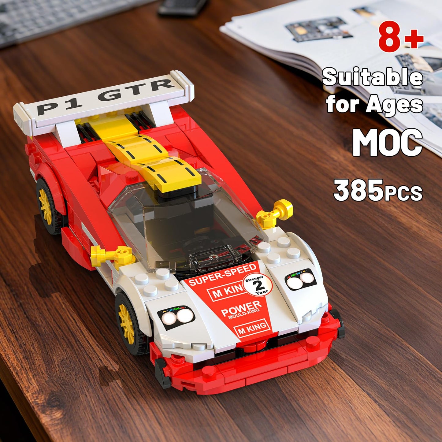 Mould King 27089 GTR Speed Champion Technik Car Building Set & Display Case, MOC Classic Race Cars Birthday Gifts for Adults/Teens, Creative Cool