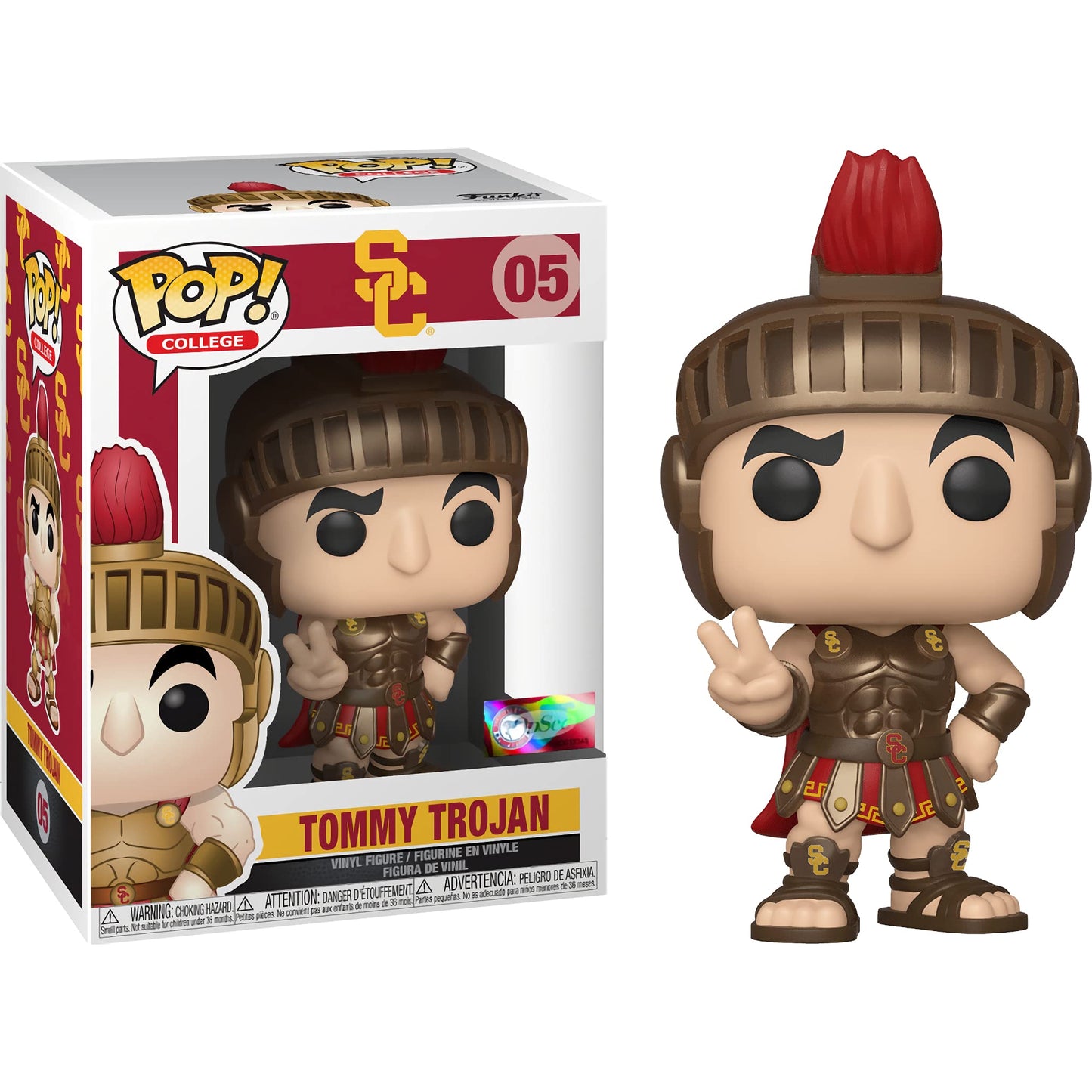 T o m m y Troj a n [U S C ]: Fun ko P o p ! College Vinyl Figurine Bundle with 1 Compatible 'ToysDiva' Graphic Protector (005-42859 - B)