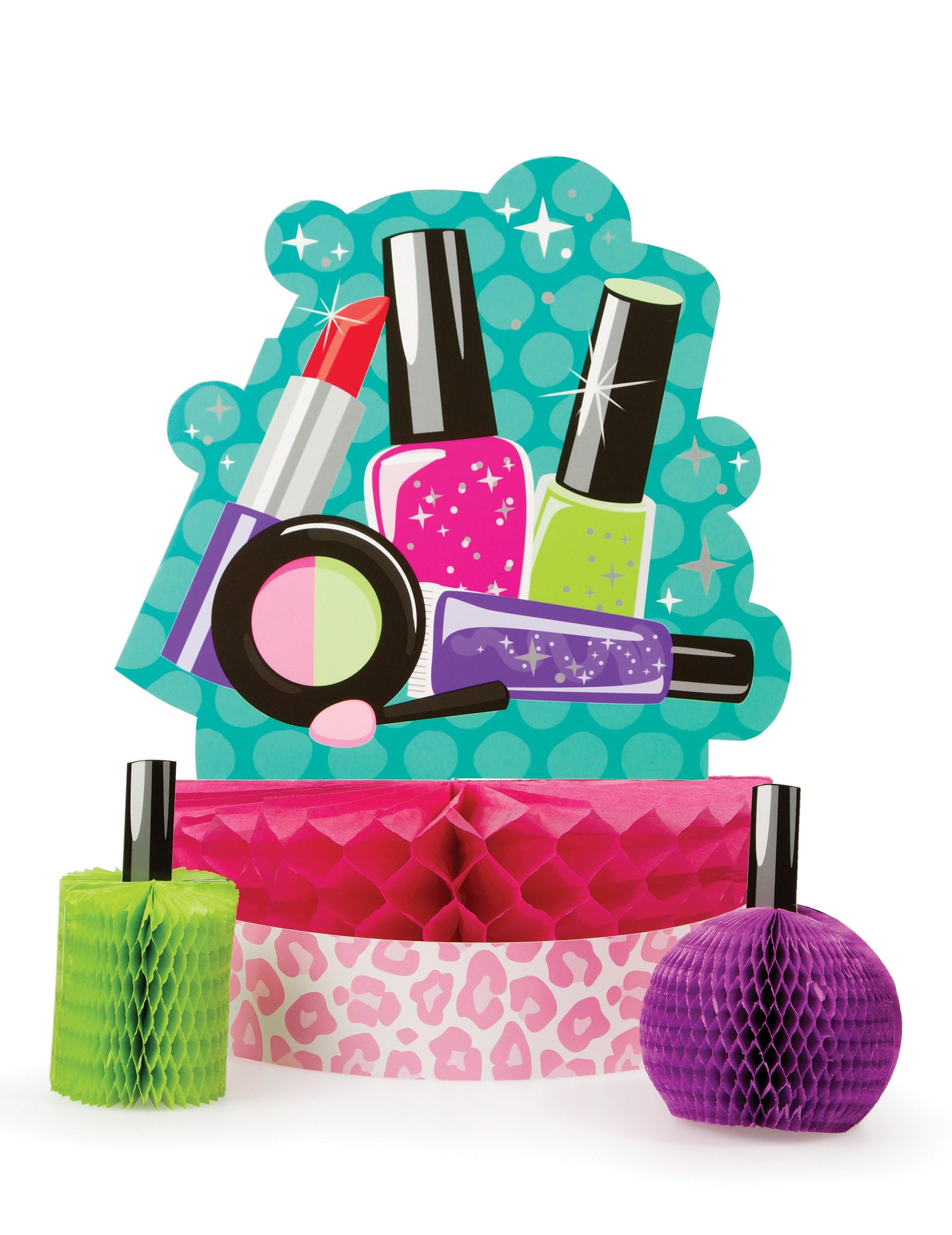 Creative Converting 317717 Sparkle Spa Party Honeycomb Table Centerpiece, Pink/Blue, Multi-colored, Standard