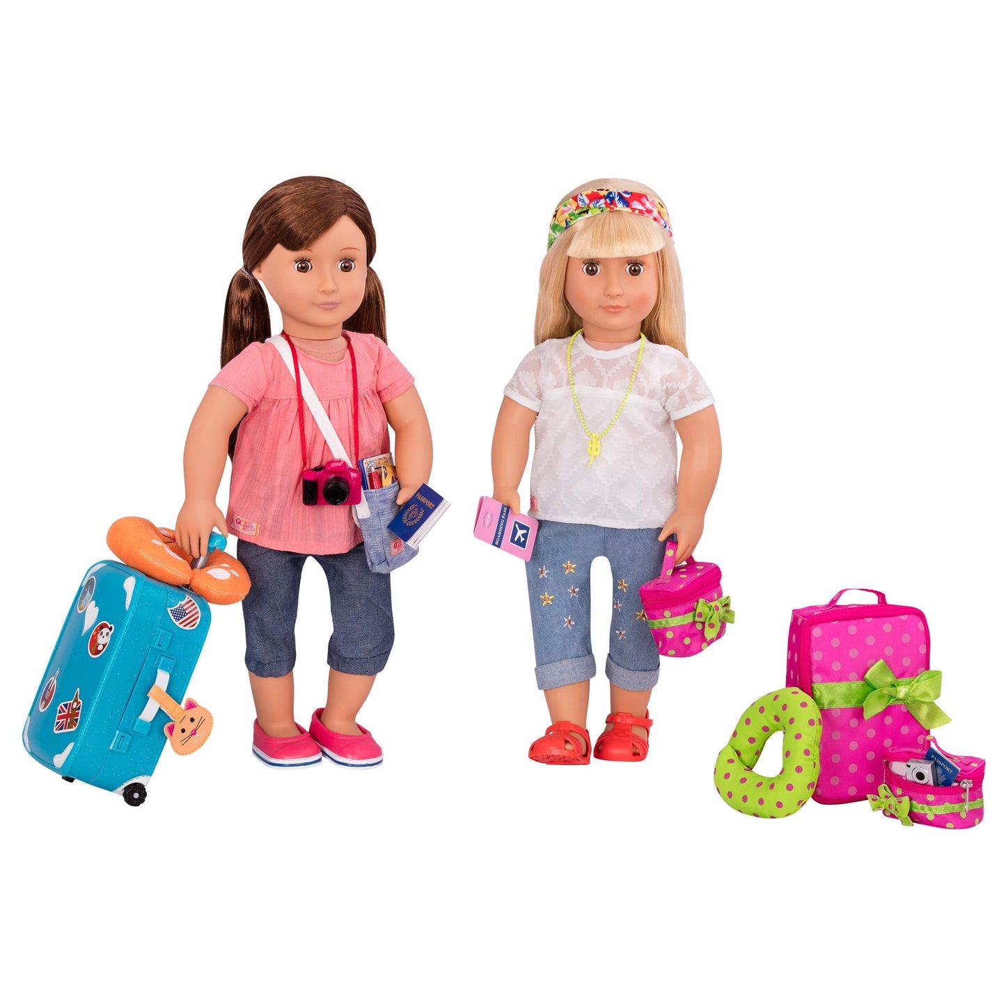 Our Generation - Luggage and Travel Set - 18-Inch Doll Accessories - Suitcase & Carry-On - Travel Toy - Pretend Play - Toy for Kids 3 Years +