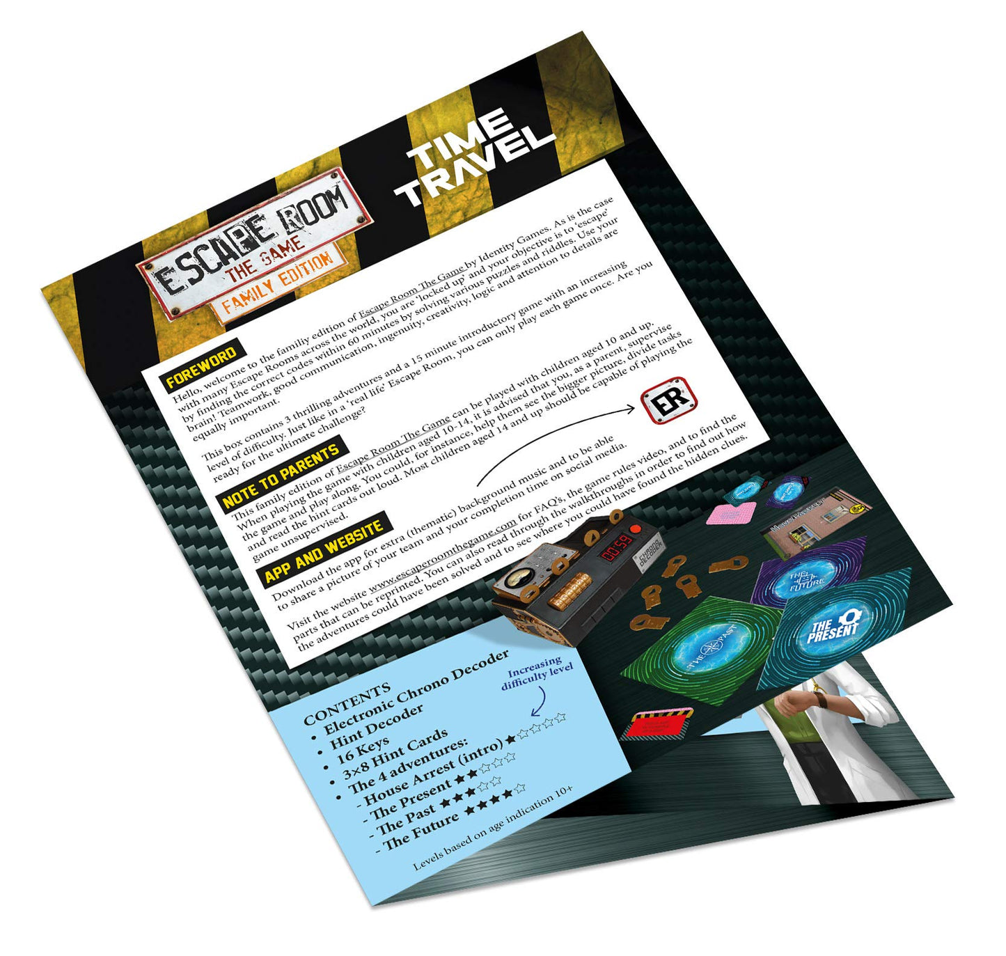 Escape Room The Game, Family Edition - with 3 Exciting Time Travel Games | Solve The Mystery Board Game for Family, Kids & Teens (English Version)