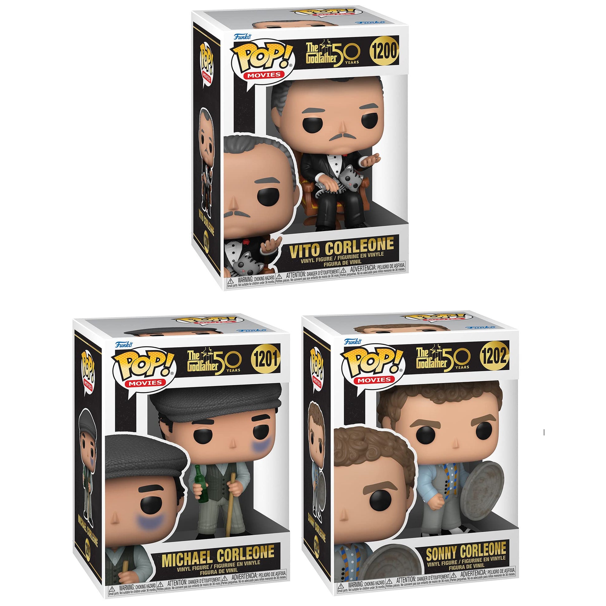 Funko Pop! Movies: The Godfather 50th Anniversary Collectors Set - 3 Figure Set: Michael, Vito, Sonny