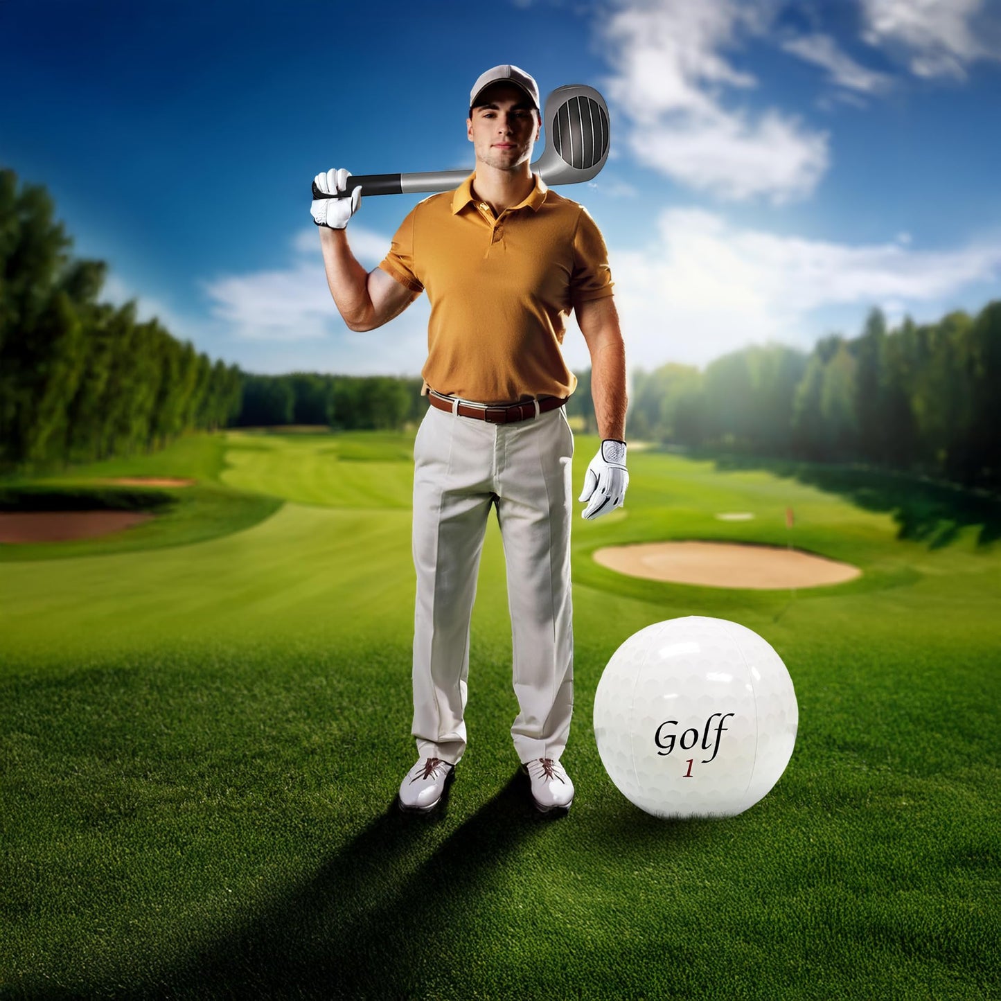 Vaulted Skulls & Co Inflatable Golf Ball | Golf Beach Balls | Golfing Gift Ball | Golfer Party Decorations | Golfing Pool Game Ball | Golfer Gag Gift