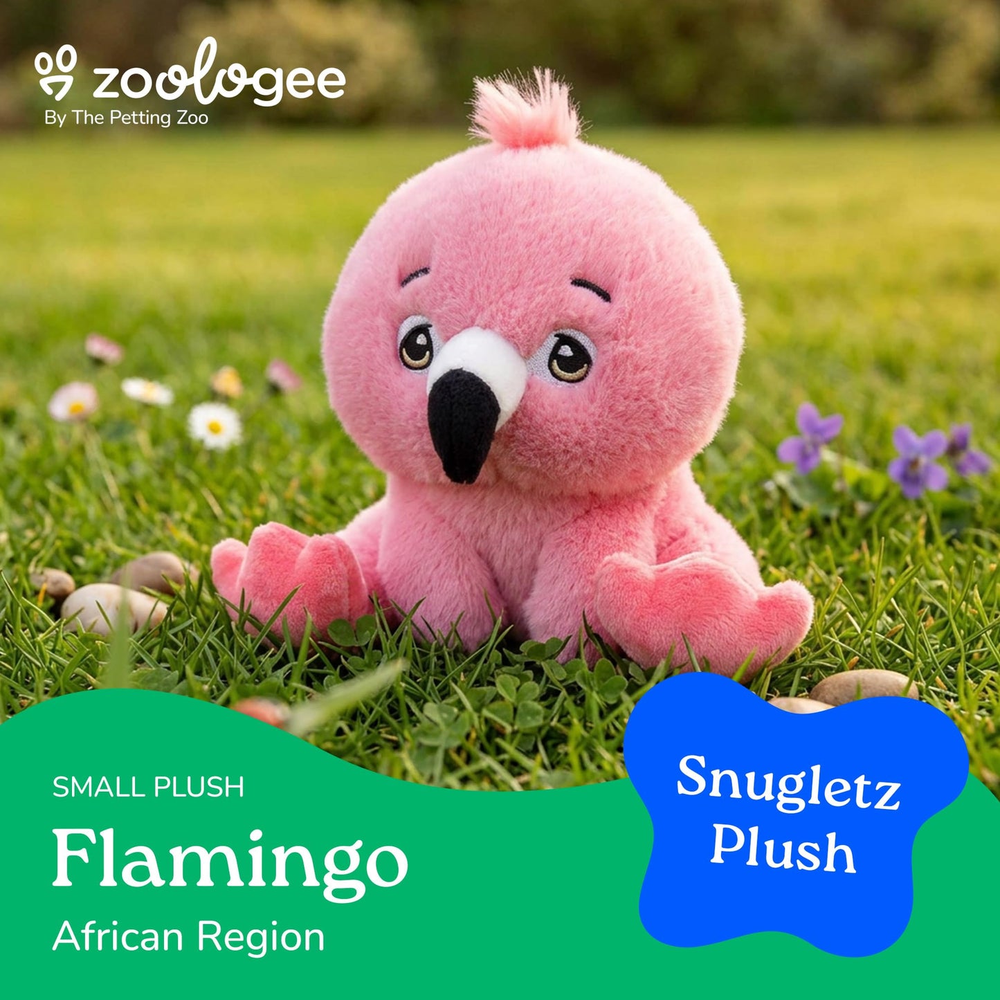 The Petting Zoo Flamingo Stuffed Animal Plushie, Gifts for Kids, Snugletz Zoologee Plush Toy, 7 in