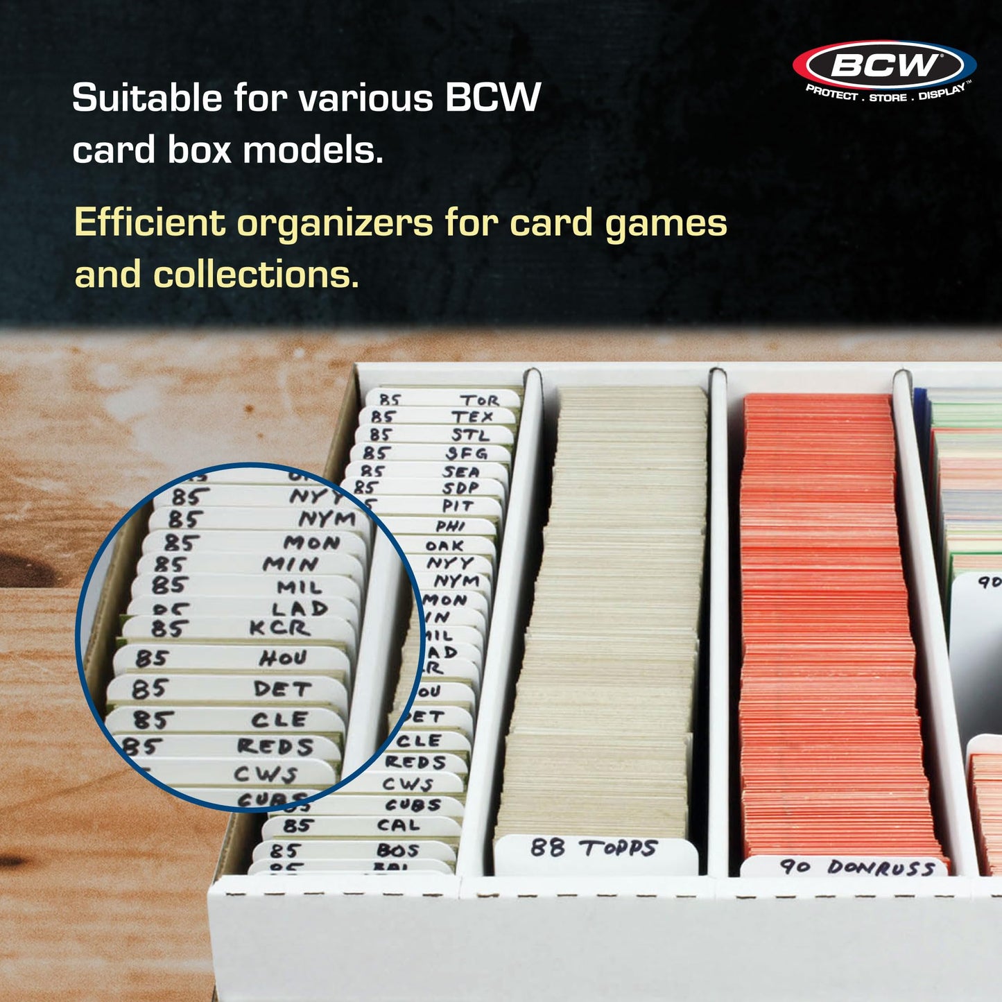 BCW Tall Trading Card Dividers - 50 ct | Archival Quality, Write-On Index Tab, 3 11/16 X 2 11/16 Inches | Fits Vault, Super Vault, QuickFold, Shoe