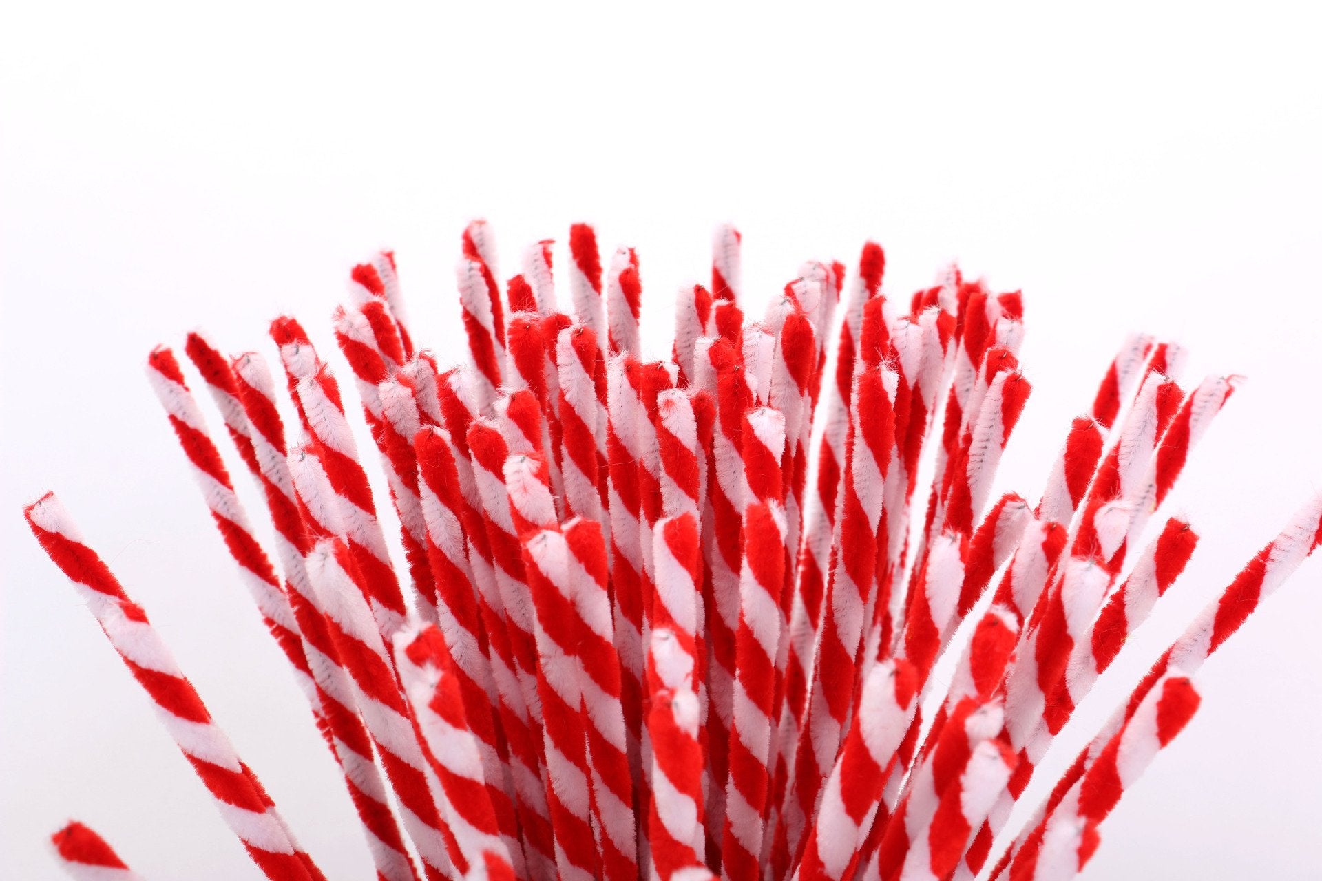 Carykon Pack of 100 Striped Chenille Stems Pipe Cleaners (Red)