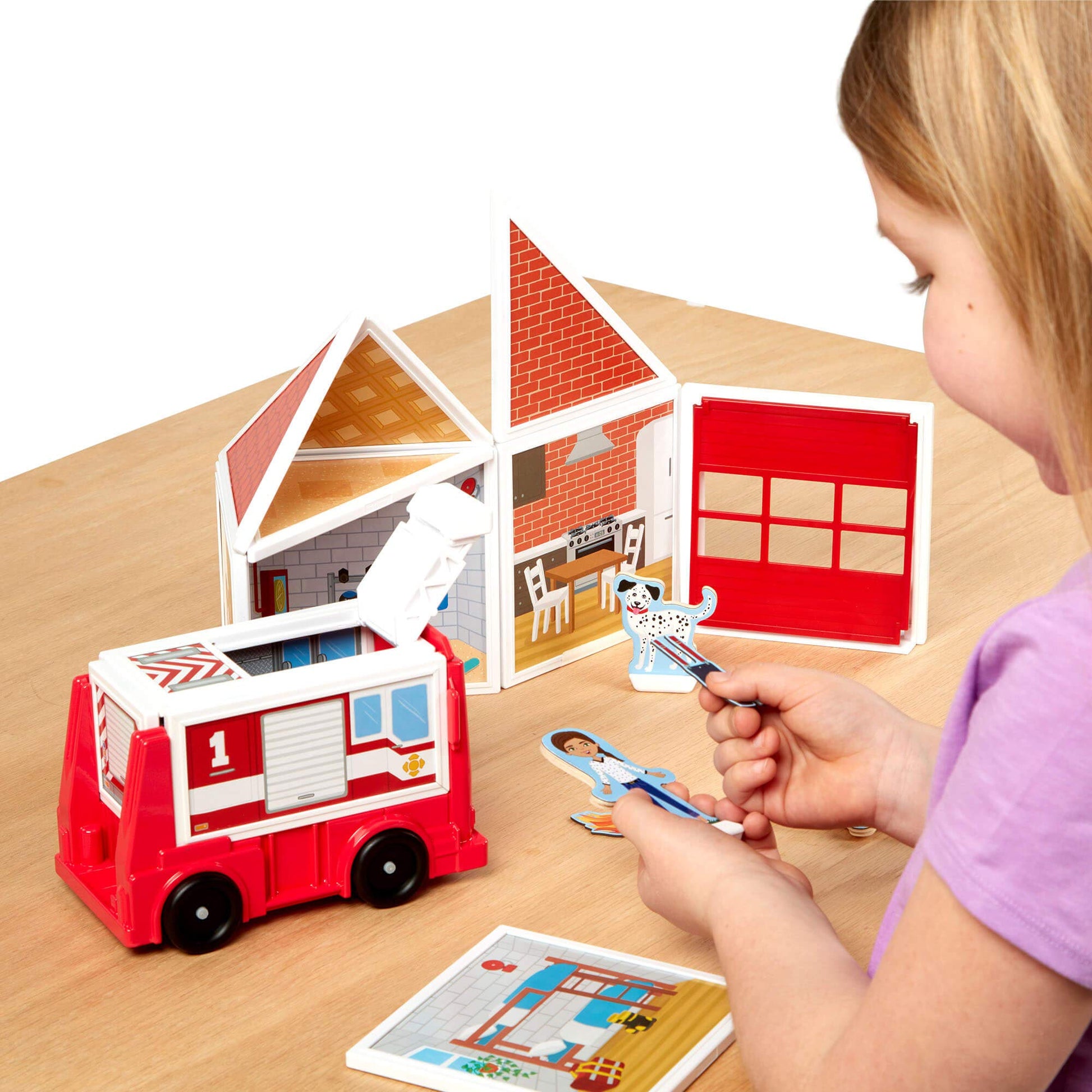 Melissa & Doug Magnetivity Magnetic Tiles Building Play Set - Fire Station